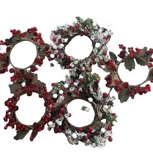 Crafters 5PC Beautiful Round Embellished Miniature Wreaths Beads Floral Greenery